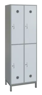 SBS-2222 šatní skříň 4-boxová, 1800x600x400 mm, kovové nohy, korpus šedý, dvířka bílá